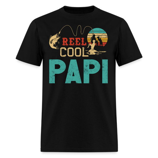 Reel Cool Papi Fishing Father's Day Gift For Fisherman Dad T-shirt - black