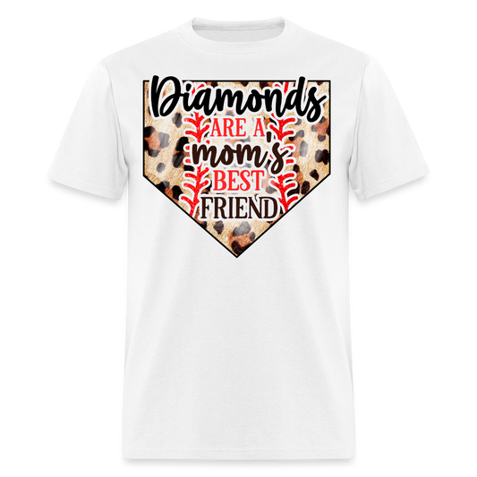 Diamonds Are A Mom’s Best Friend Leopard Print T-shirt - white