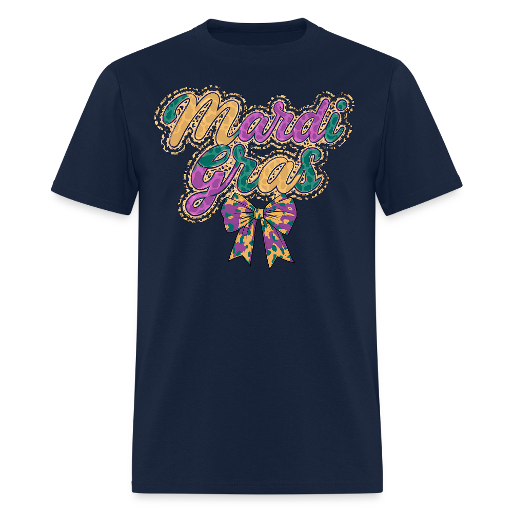 Mardi Gras Festival Shirt with Beads and Bows T-Shirt - navy