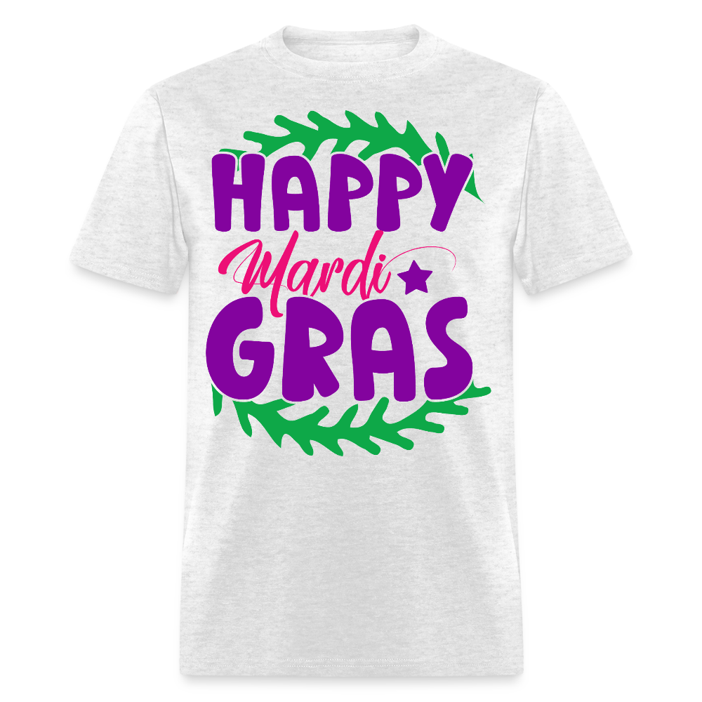 Happy Mardi Gras Graphic Tee New Orleans Carnival Festival T-shirt - light heather gray