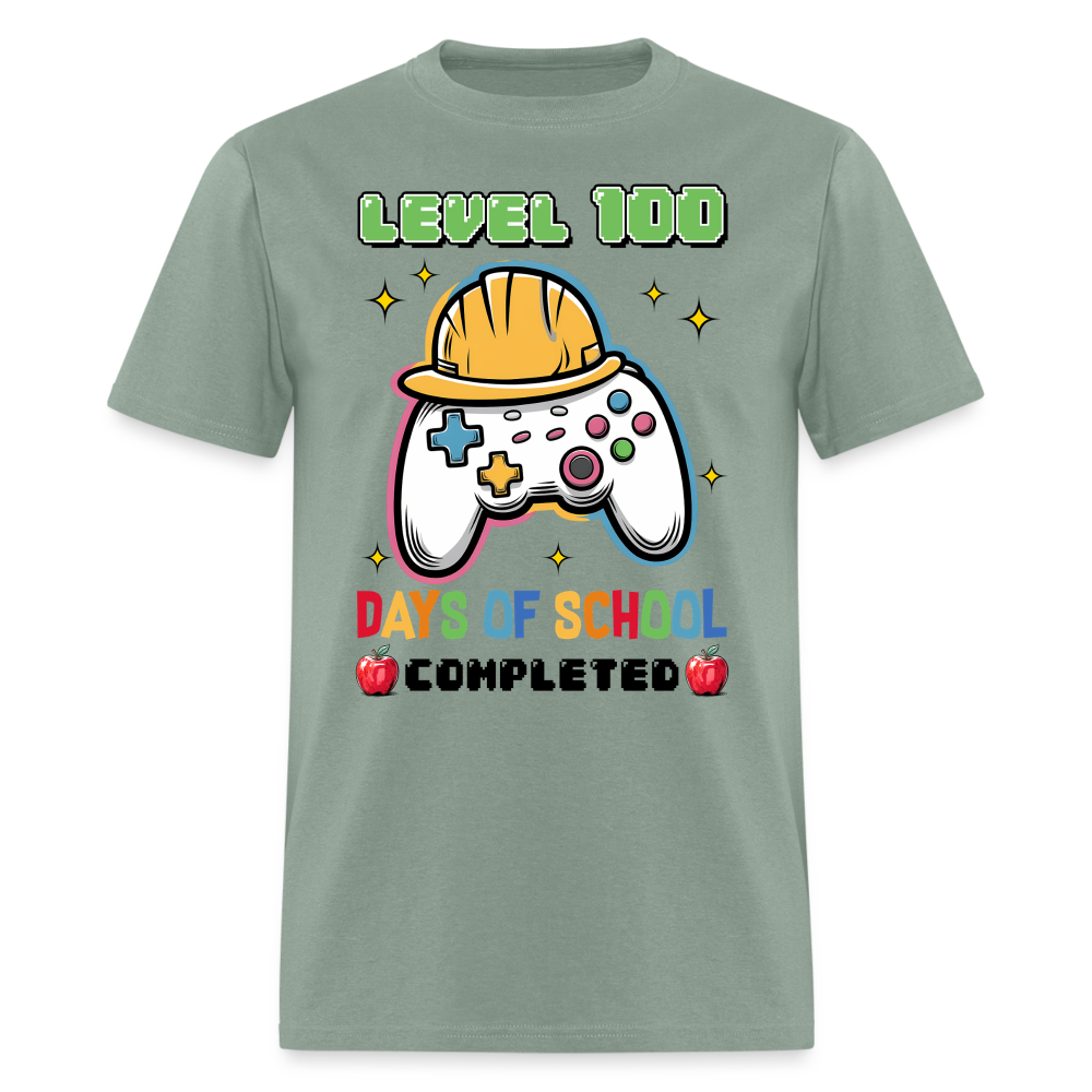 Level 100 Days Of School Gamer Shirt Level Up School Milestone T-shirt - sage