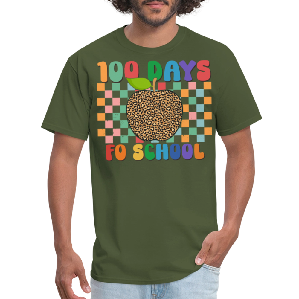 Leopard Print 100 Days of School Shirt Teacher Gifts Unisex T-shirt - military green