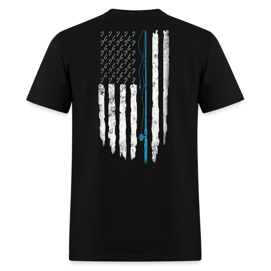 American Flag Patriotic Fishing Gear T-Shirt - black