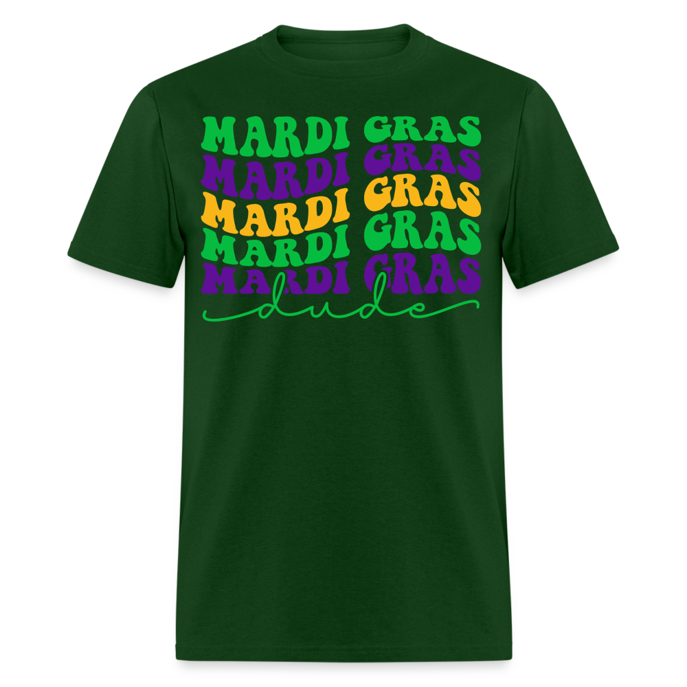 Retro-style Mardi Gras Shirt New Orleans Festival T-shirt - forest green