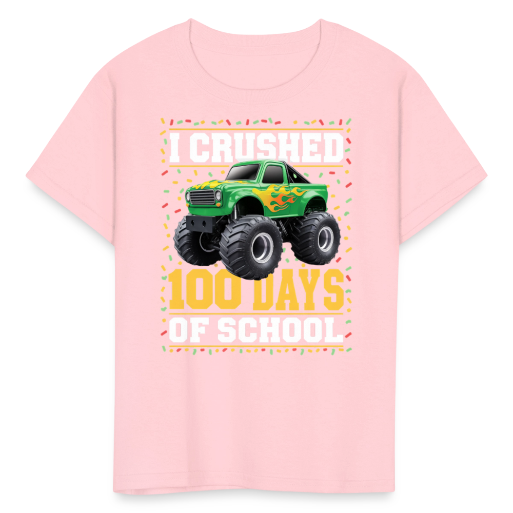 100 Days Of School Monster Truck Tee Kids 100th Day Of School T-shirt - pink