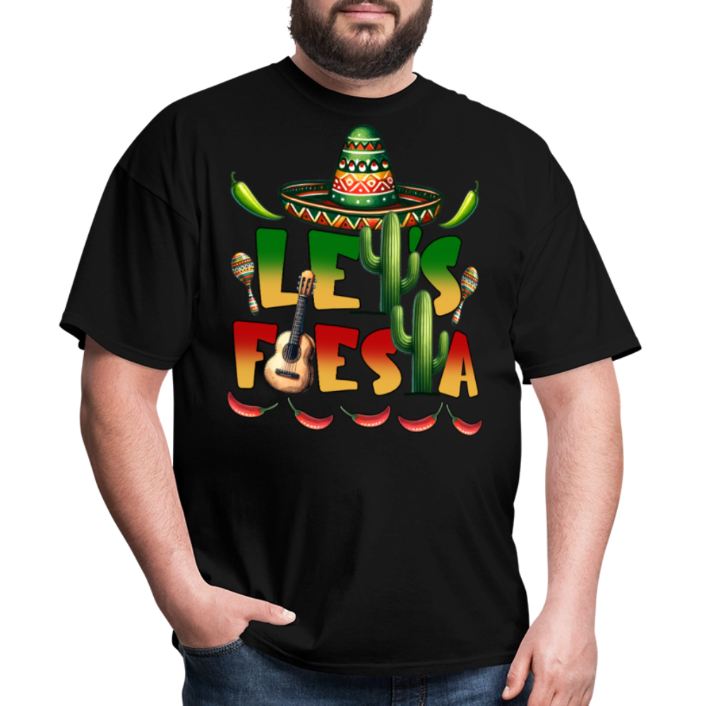 Let's Fiesta Mexican Shirt Sombrero And Cactus Party T-shirt - black