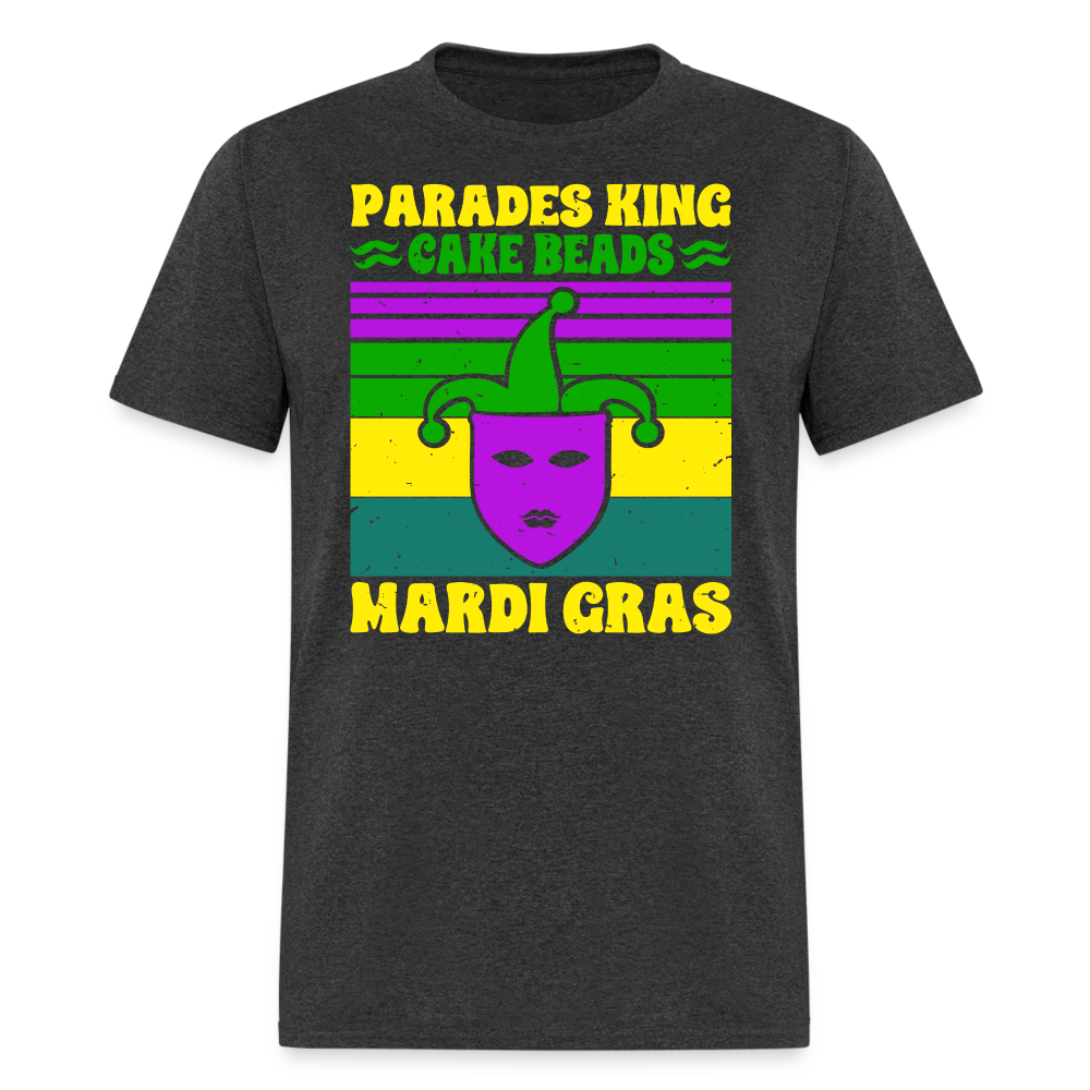 Mardi Gras King Shirt for Parades Louisiana Festival Mask T-shirt - heather black