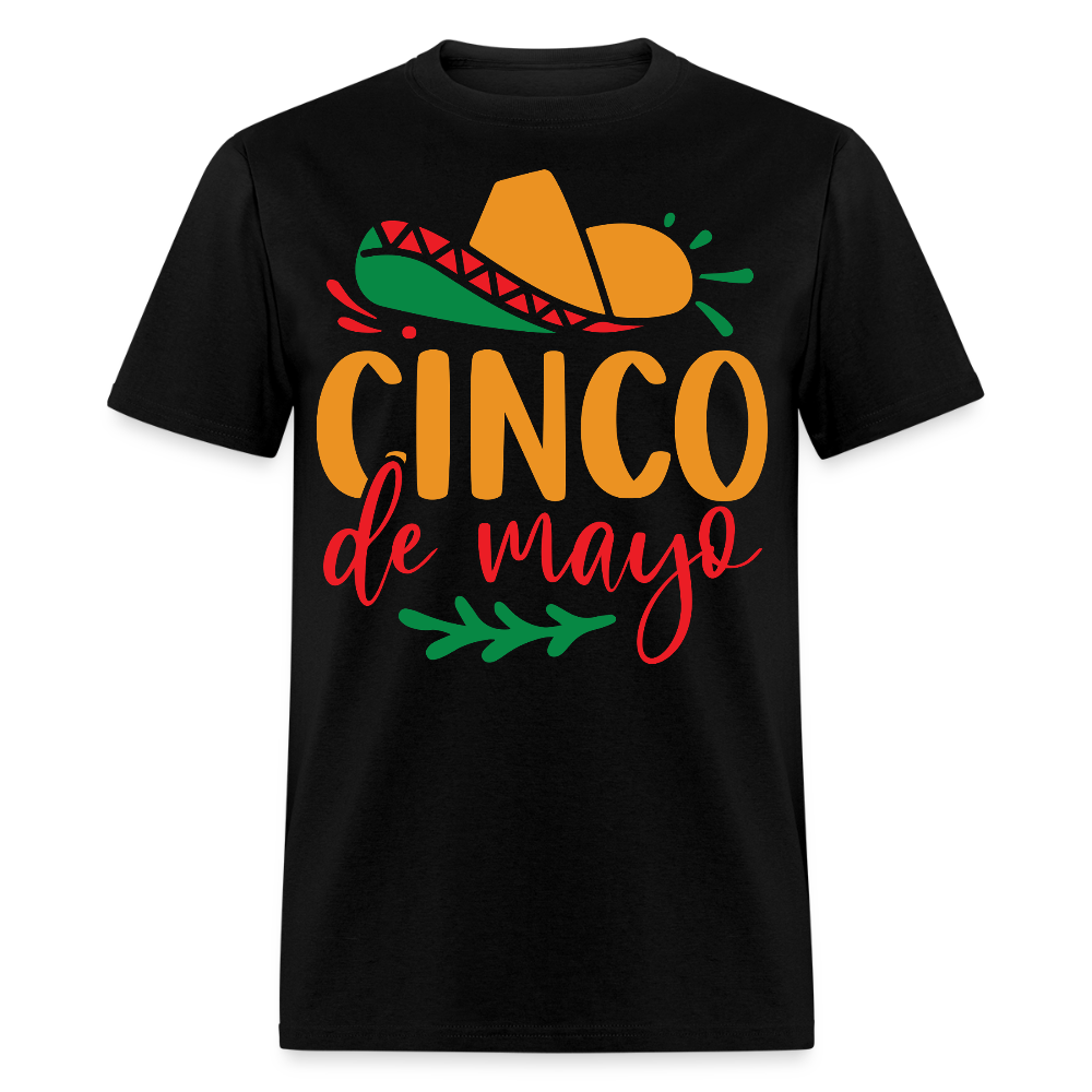 Colorful Cinco De Mayo Sombrero Graphic T-shirt - black