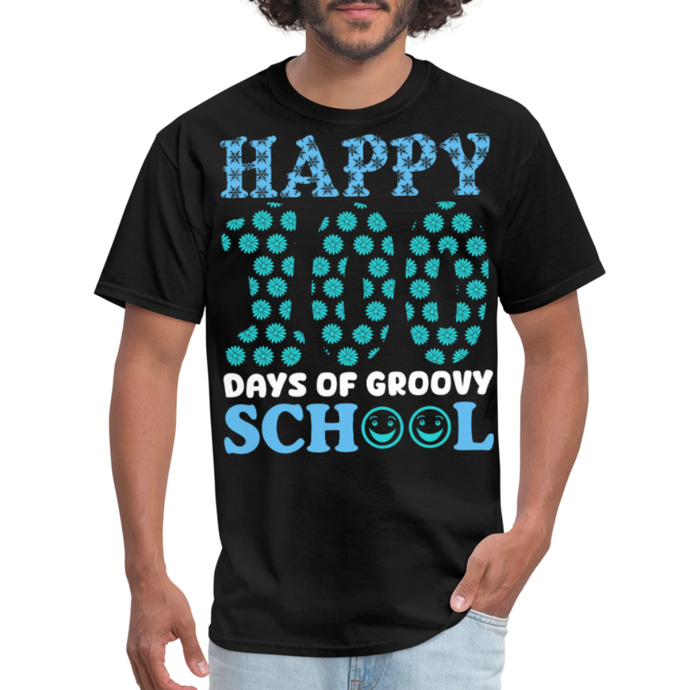 Groovy 100th-day School Celebration Tee Teacher Appreciation Gift T-shirt - black