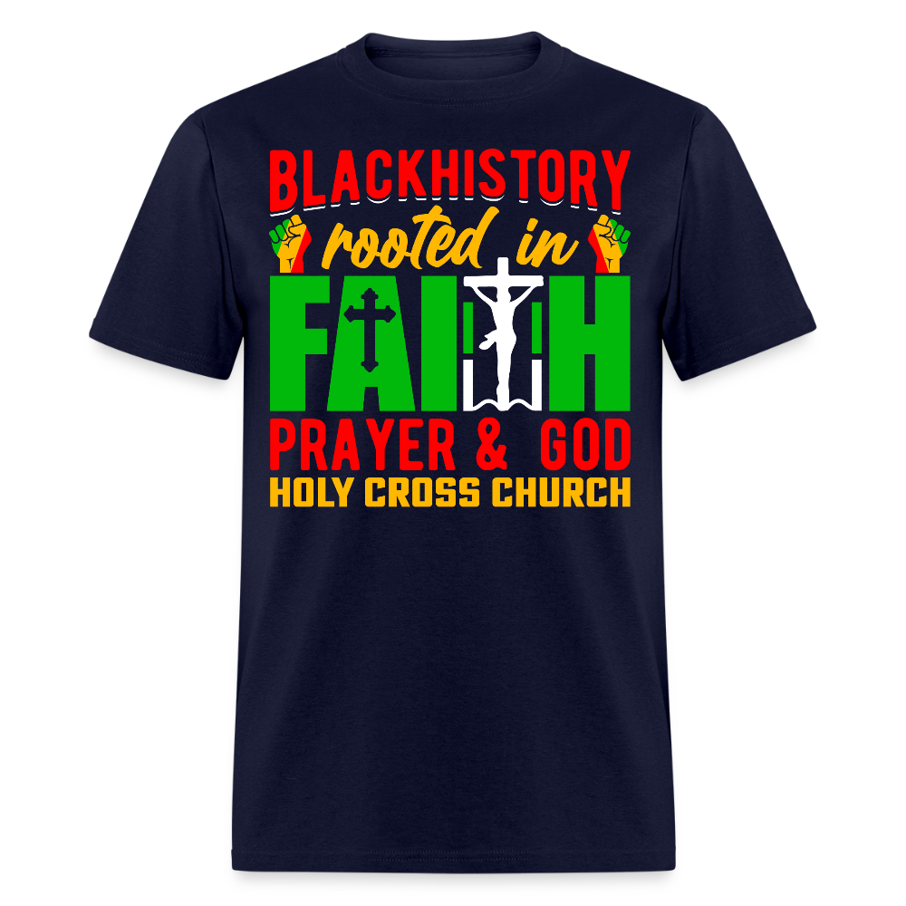 Spiritual Black Pride Tee Rooted In Faith Black Heritage T-shirt - navy