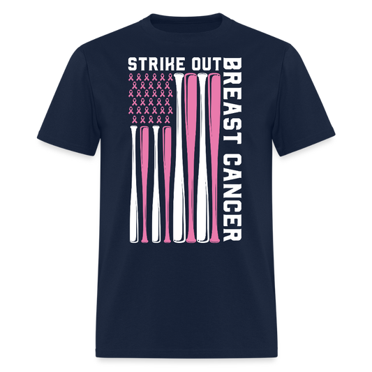 Strike Out Breast Cancer Baseball T-Shirt - navy