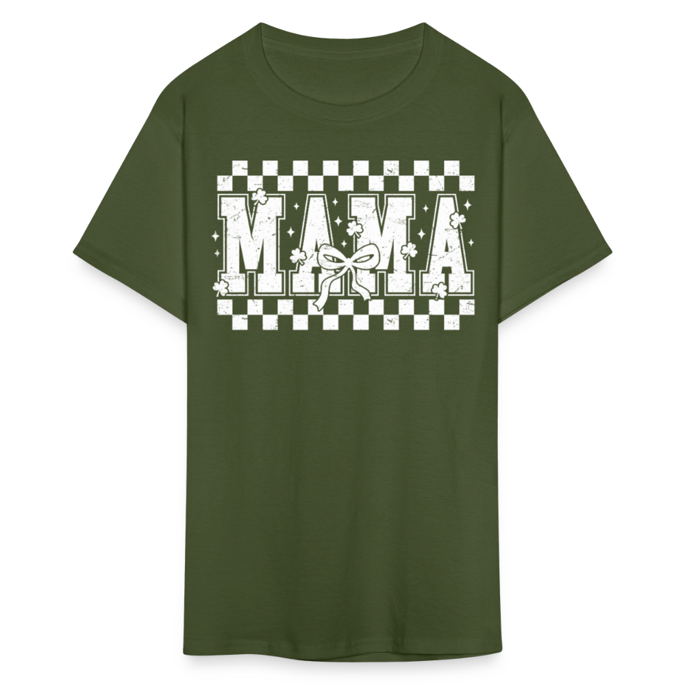 Distressed Mama Clover St. Patrick's Day Gift Tee - military green