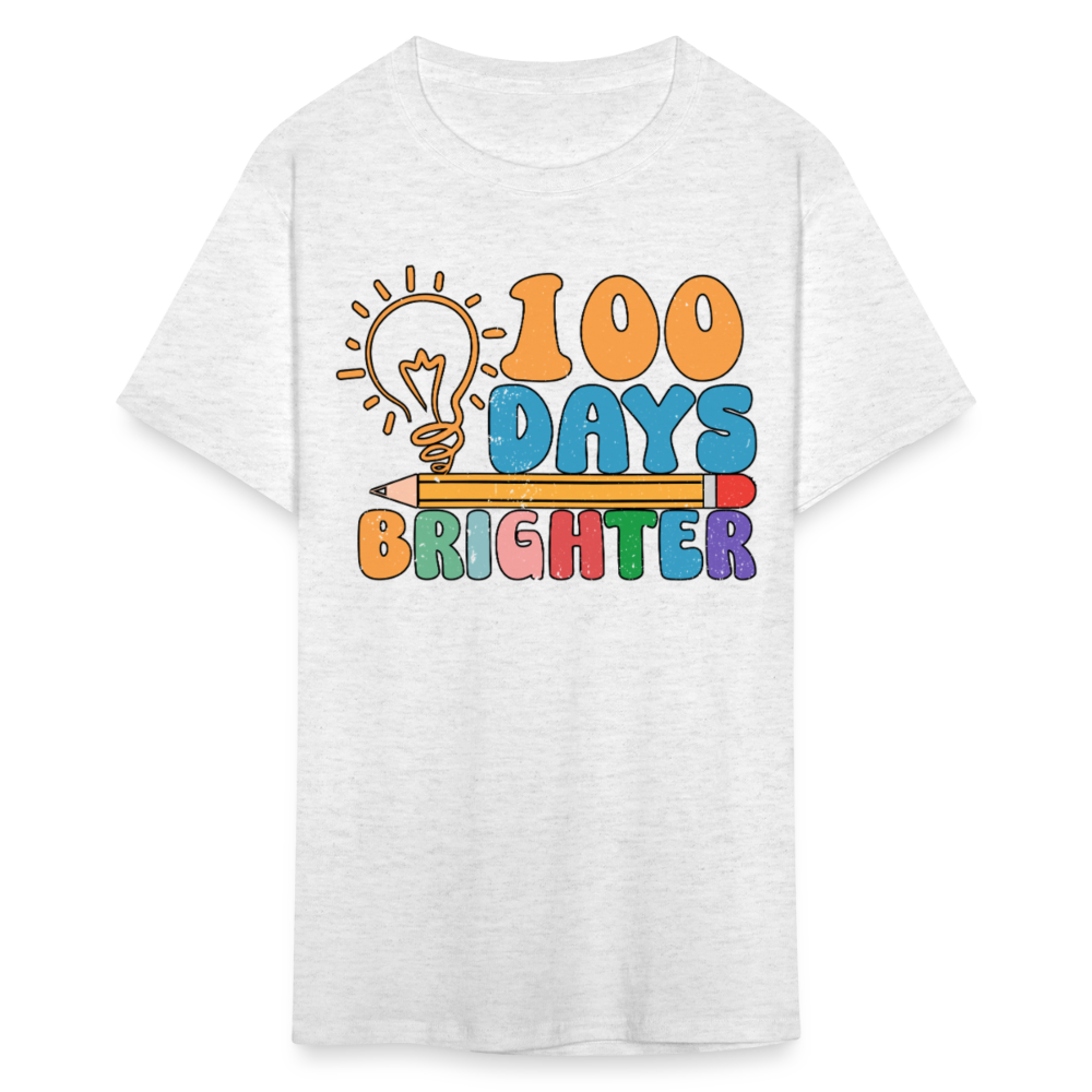 100 Days Brighter Shirt for Teachers Fun School Milestone T-Shirt - light heather gray