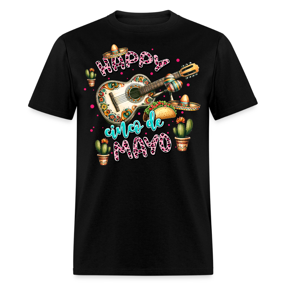 Cinco de Mayo Festive Shirt Mexican Culture Party Tee With Guitar And Sombrero T-shirt - black