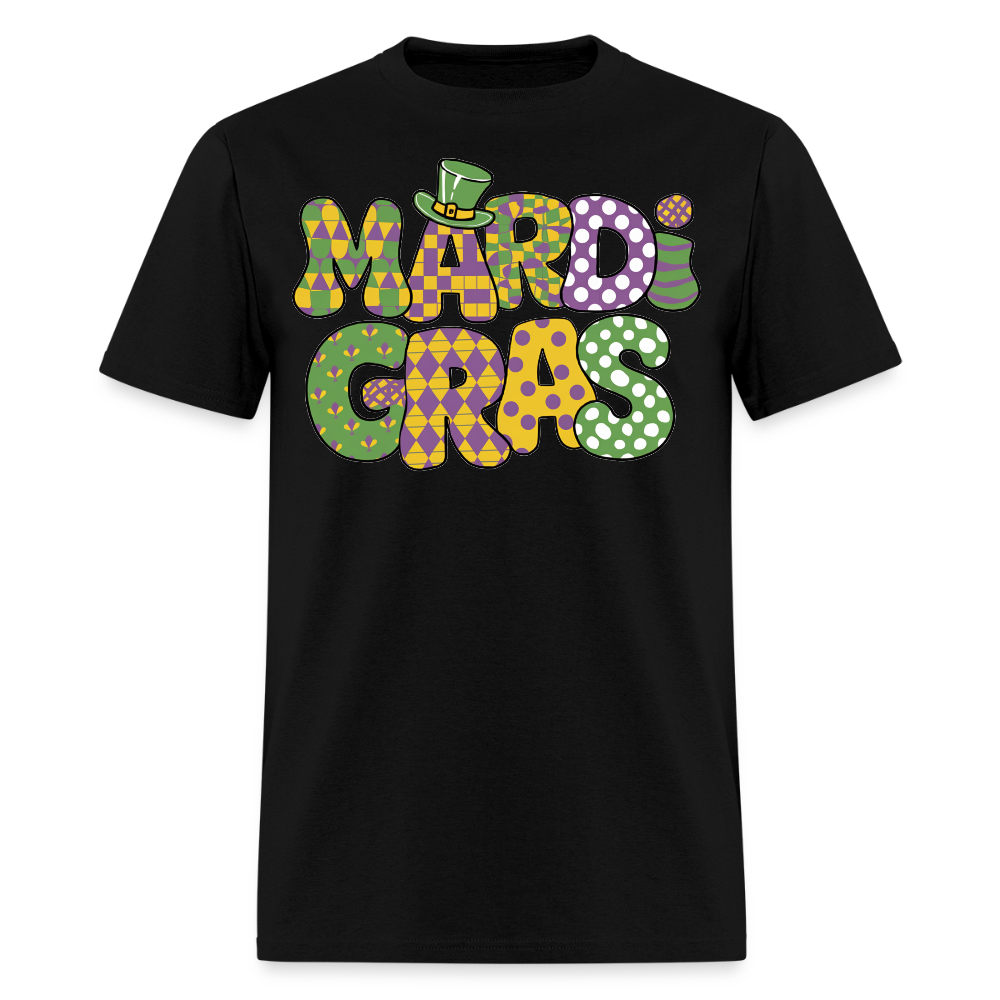Colorful Mardi Gras Graphic Tee For Fat Tuesday Unisex T-Shirt - black
