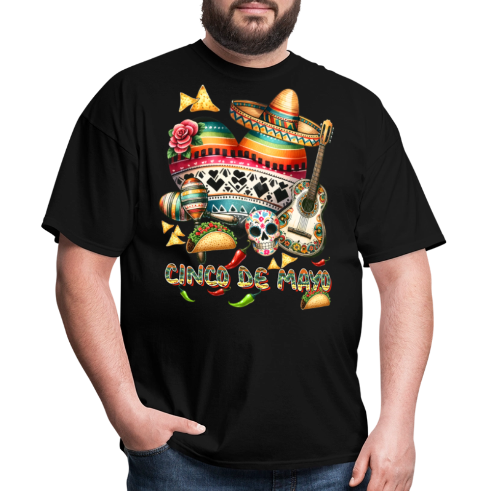 Colorful Skull And Taco Tee For Cinco De Mayo T-shirt - black