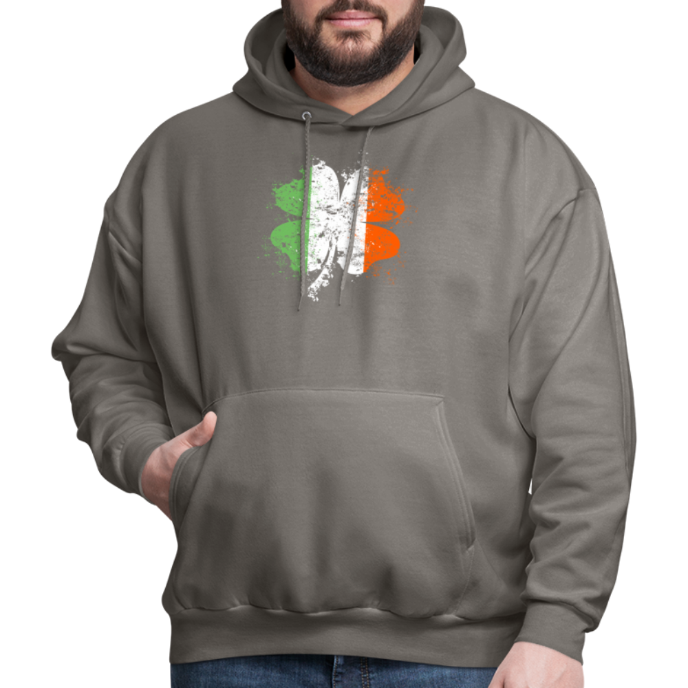 Irish Distressed Shamrock ST Patrick's Day Men's Hoodie - asphalt gray