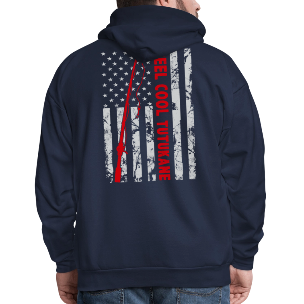 Reel Cool Tutukane American Flag Patriotic Fishing Gifts Hoodie - navy
