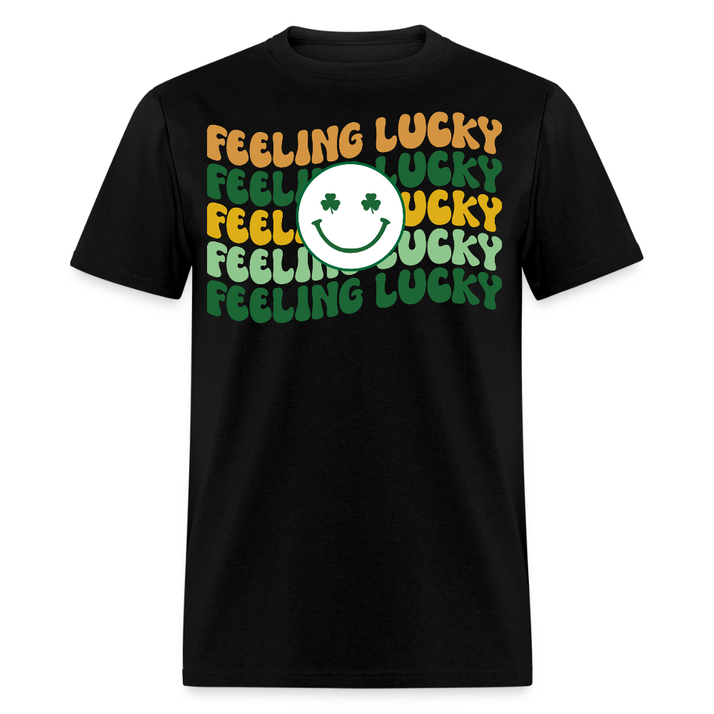 Retro Groovy Feeling Lucky Shamrock T-shirt - black