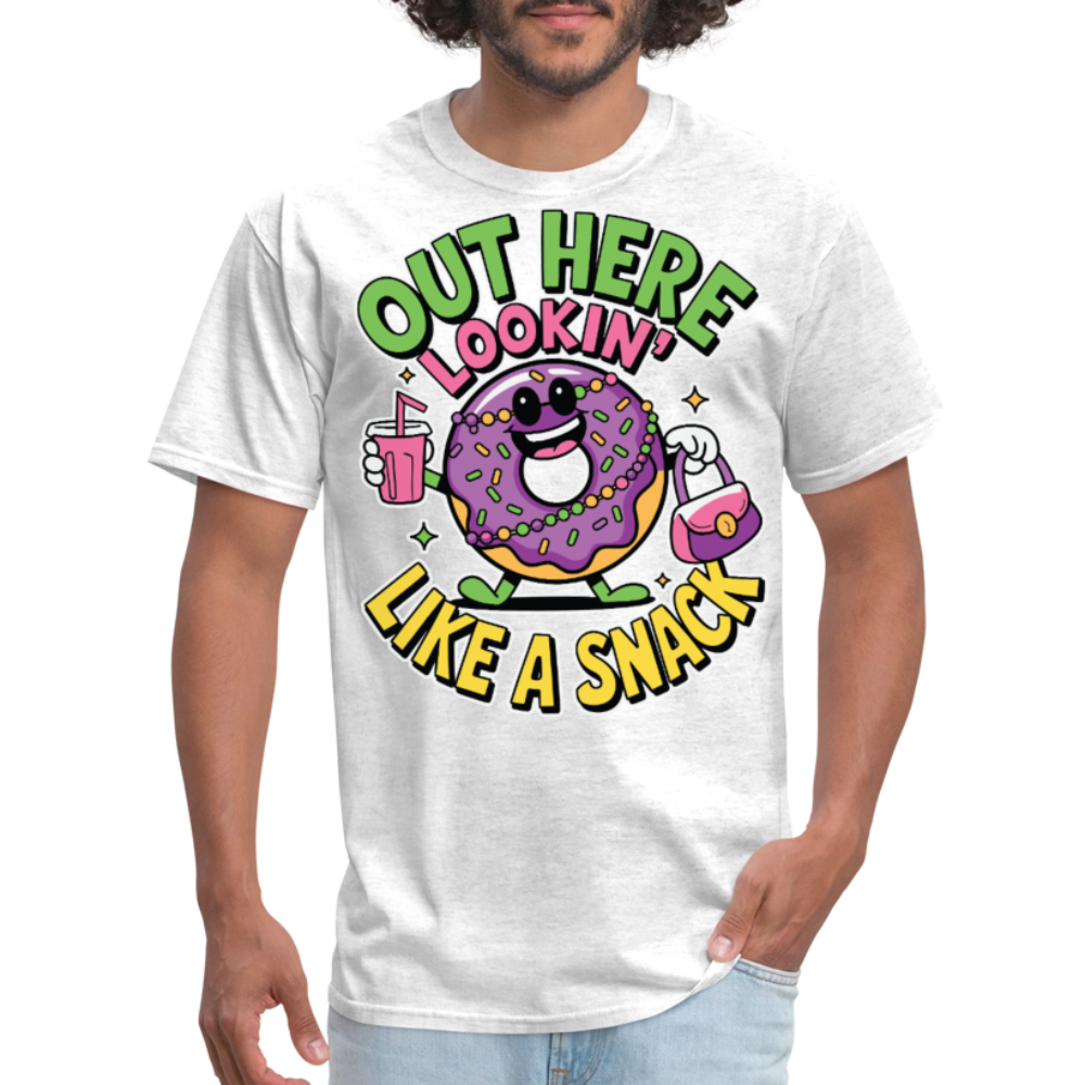 Out Here Looking Like A Snack Shirt Cool Cartoon Donut T-shirt - light heather gray