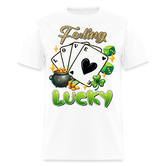 Feeling Lucky Graphic Tee Irish Luck Gambling T-shirt - white