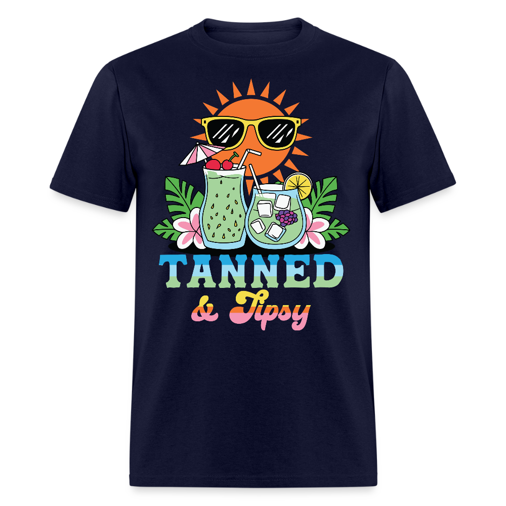 Tanned And Tipsy Vacation Girls Trip T-shirt - navy