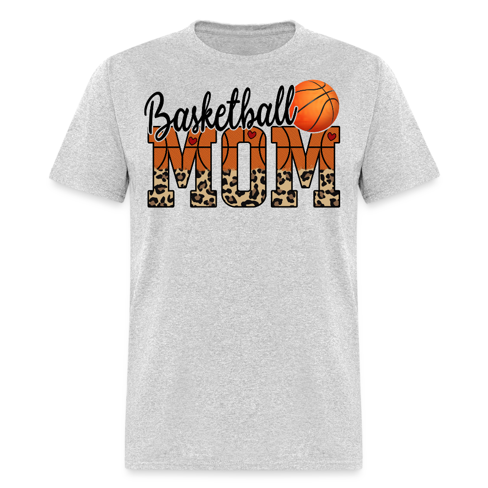 Cute Basketball Mom Leopard Print T-shirt - heather gray