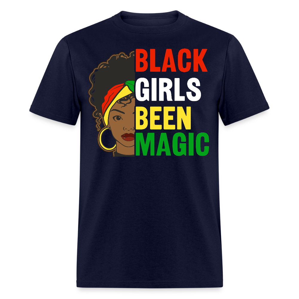 Afrocentric Black Girl Magic Graphic T-shirt - navy