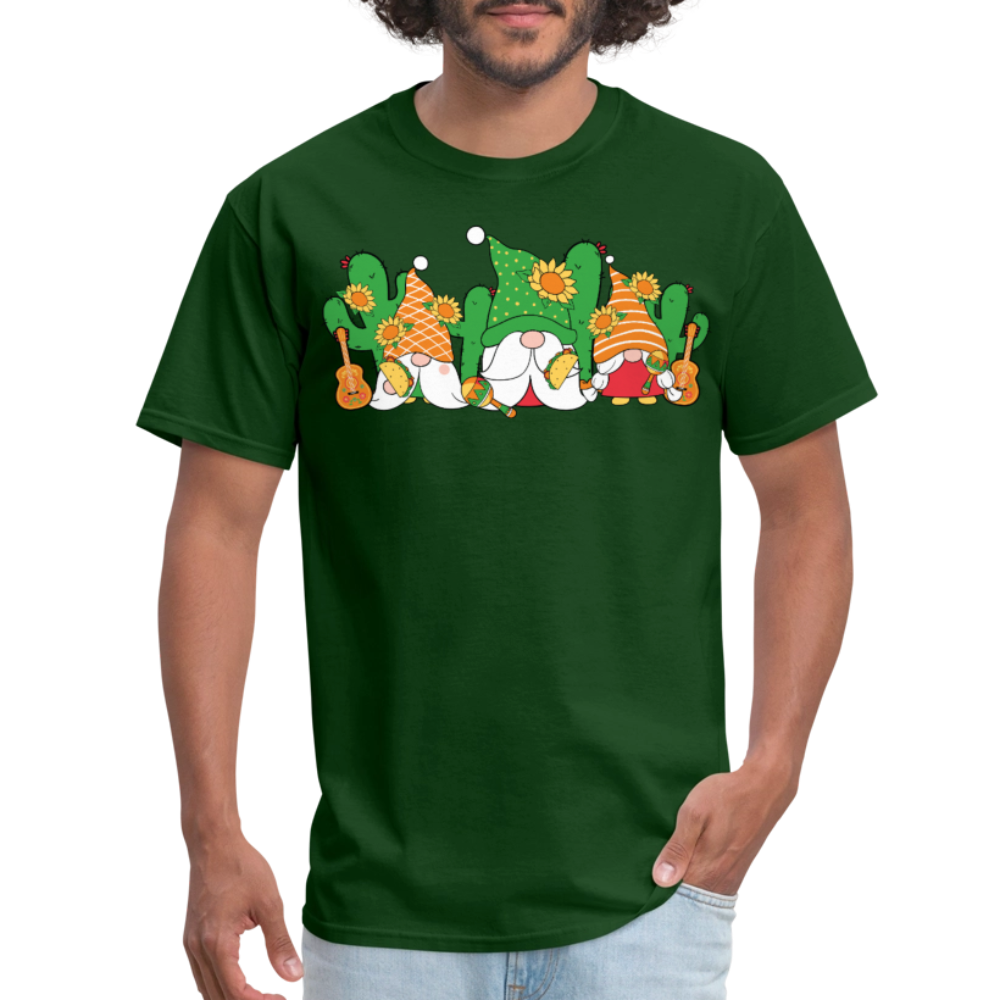 Gnome Lover Gift Ideas Mexican Fiesta Gnome T-shirt - forest green