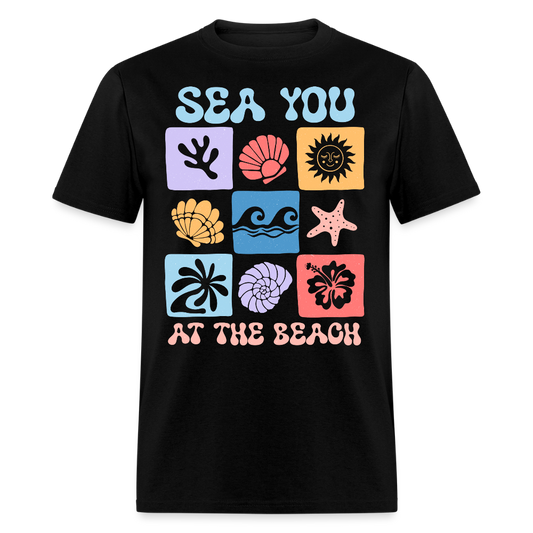 Colorful Summer Vacation Beachwear T-shirt - black