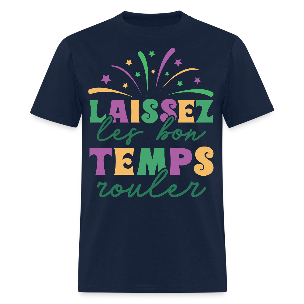 Funny New Orleans Festival Tee Laissez les Bons Temps Rouler T-shirt - navy