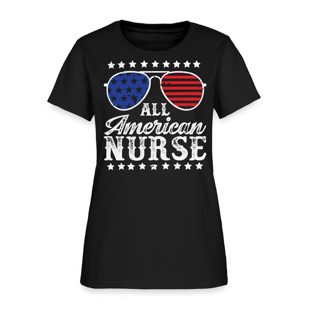 All American Nurse Tee Patriotic Nurses Gift T-Shirt - black