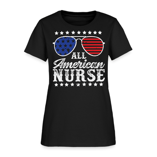 All American Nurse Tee Patriotic Nurses Gift T-Shirt - black