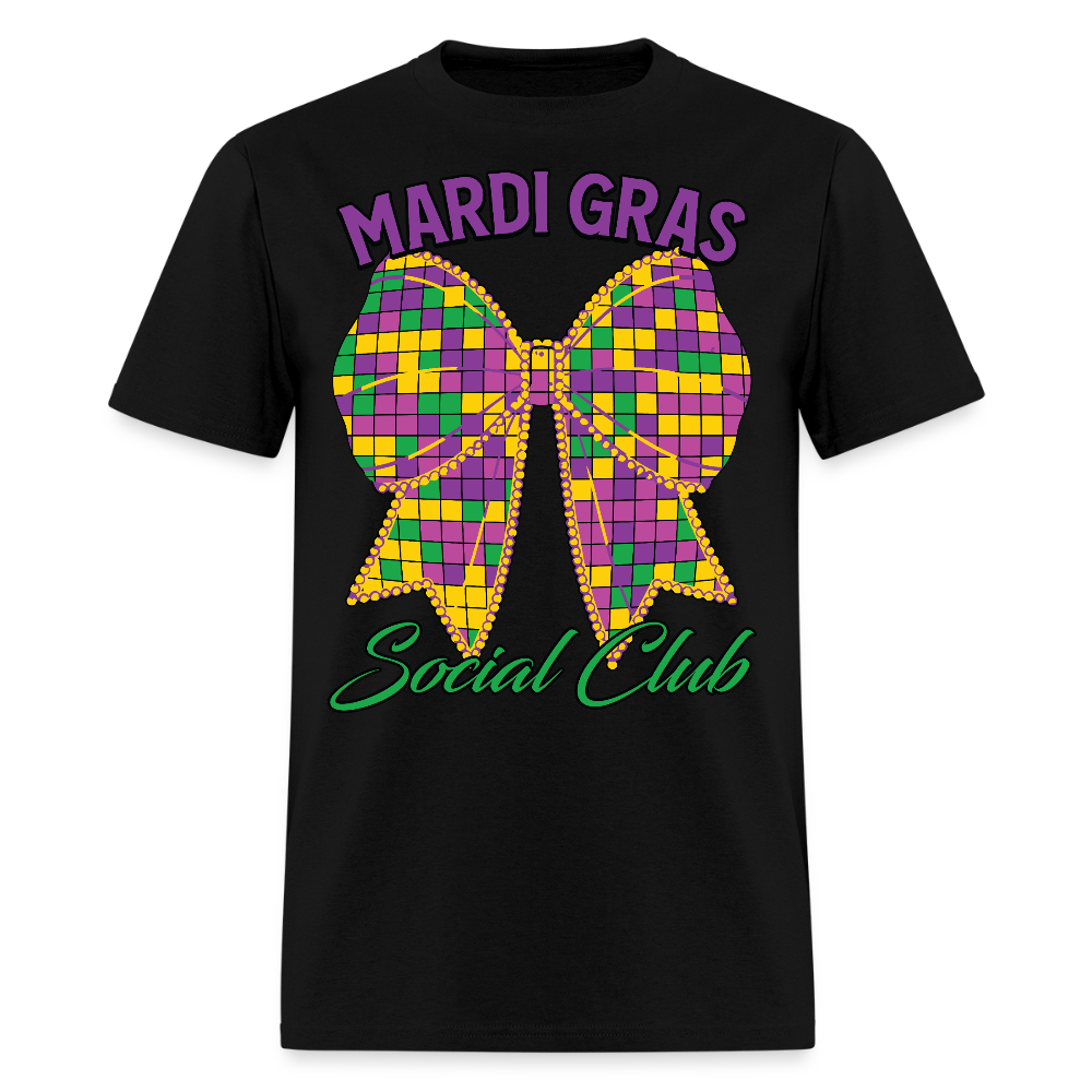 Mardi Gras Social Club Shirt For Women and Men Mardi Gras Bow T-shirt - black