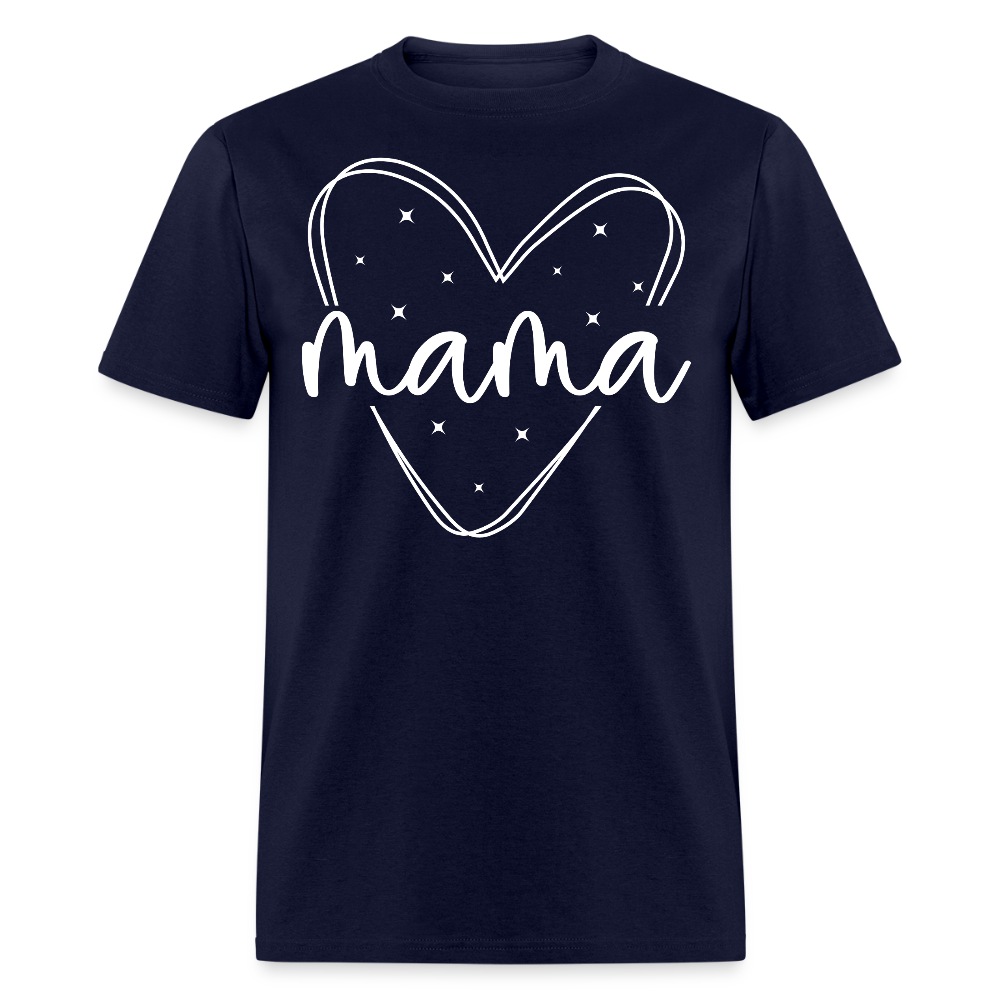 Unique Mama Heart Graphic T-shirt - navy