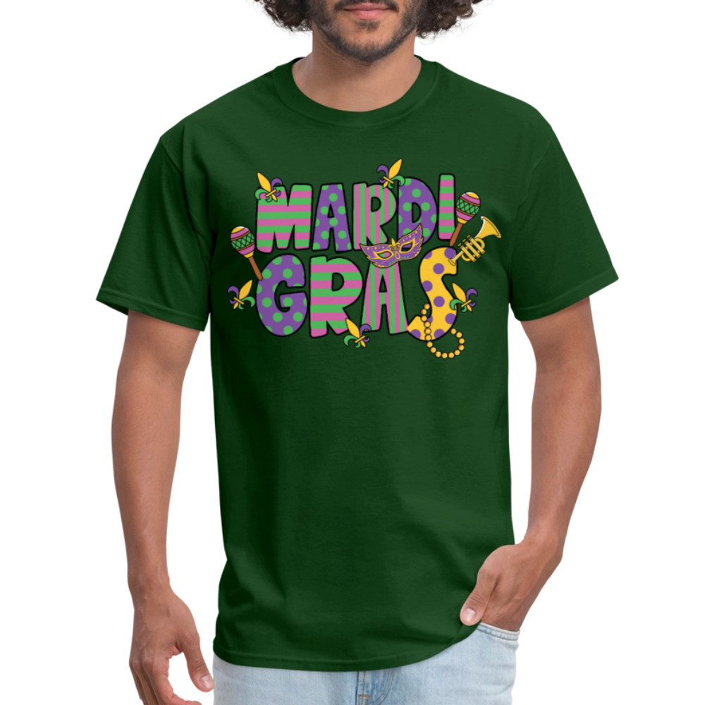 Retro-style Mardi Gras Carnival Tee New Orleans Mardi Gras Party T-shirt - forest green