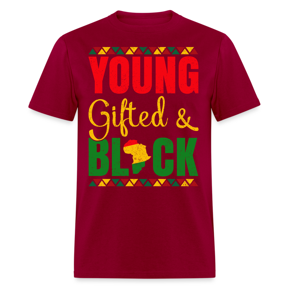 African Heritage Tee Young Gifted and Black T-Shirt - dark red