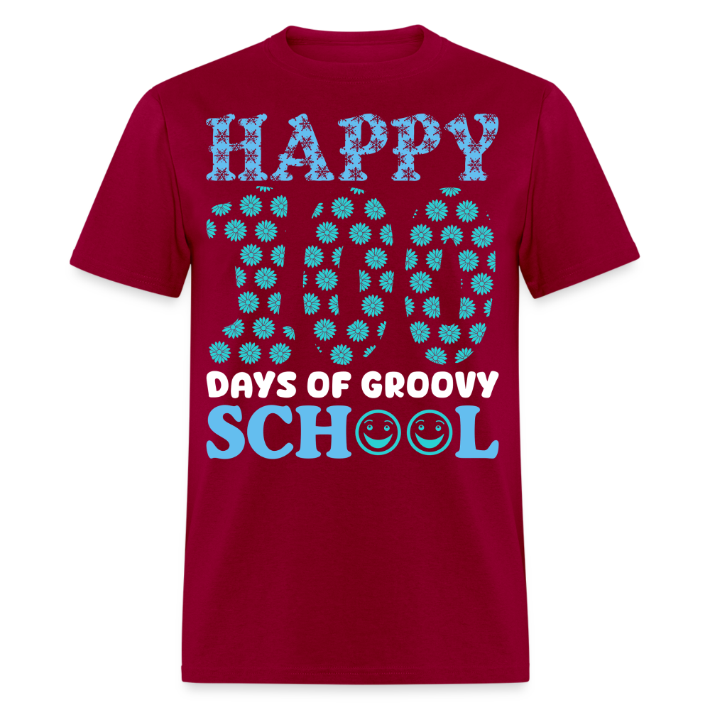 Groovy 100th-day School Celebration Tee Teacher Appreciation Gift T-shirt - dark red