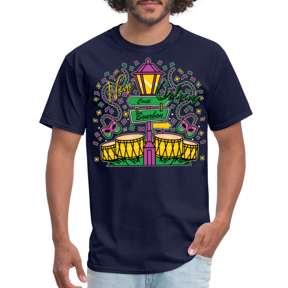 Colorful Bourbon Street Festival Masquerade and Jazz T-shirt - navy