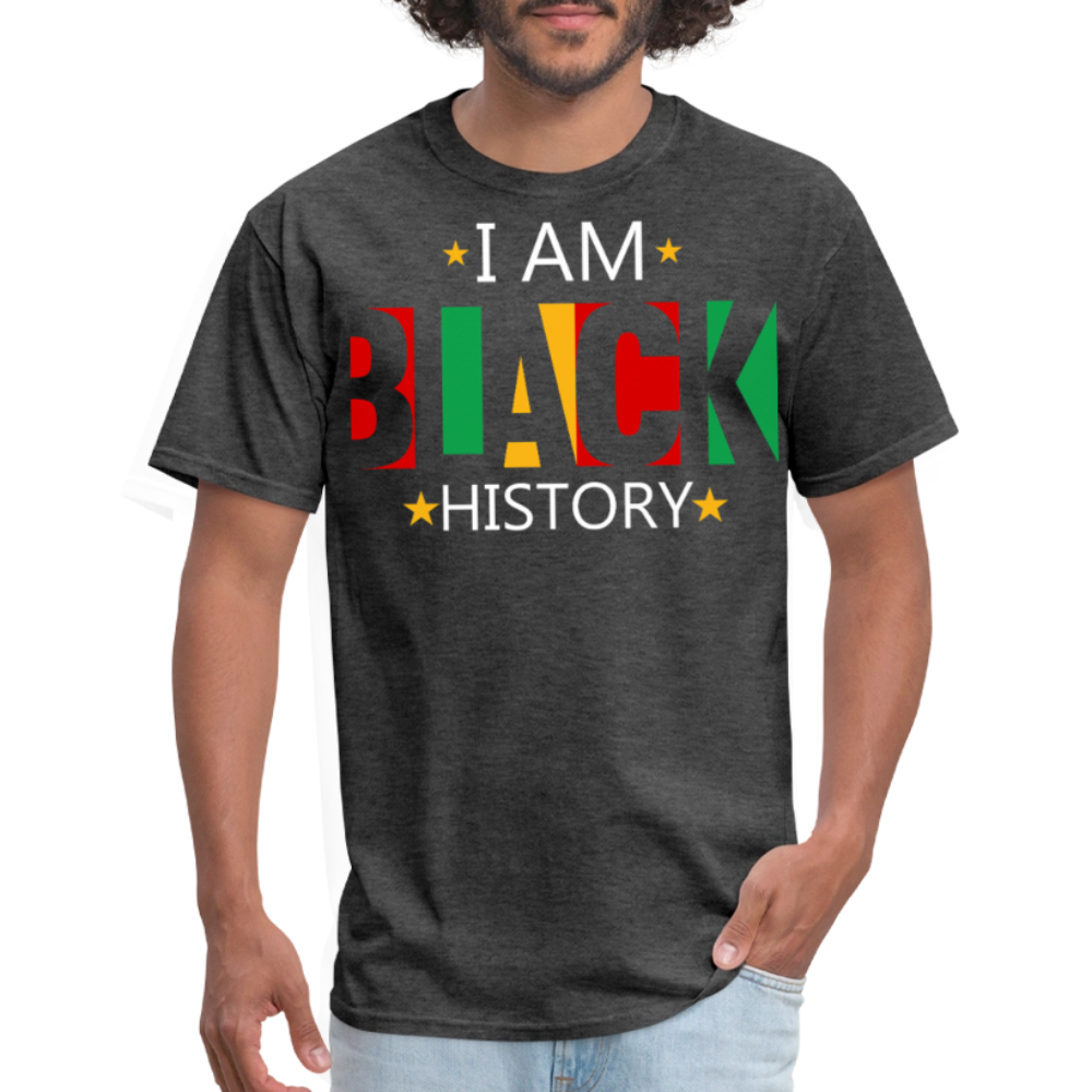 I Am Black History Graphic Tees Pan-African Colors T-shirt - heather black