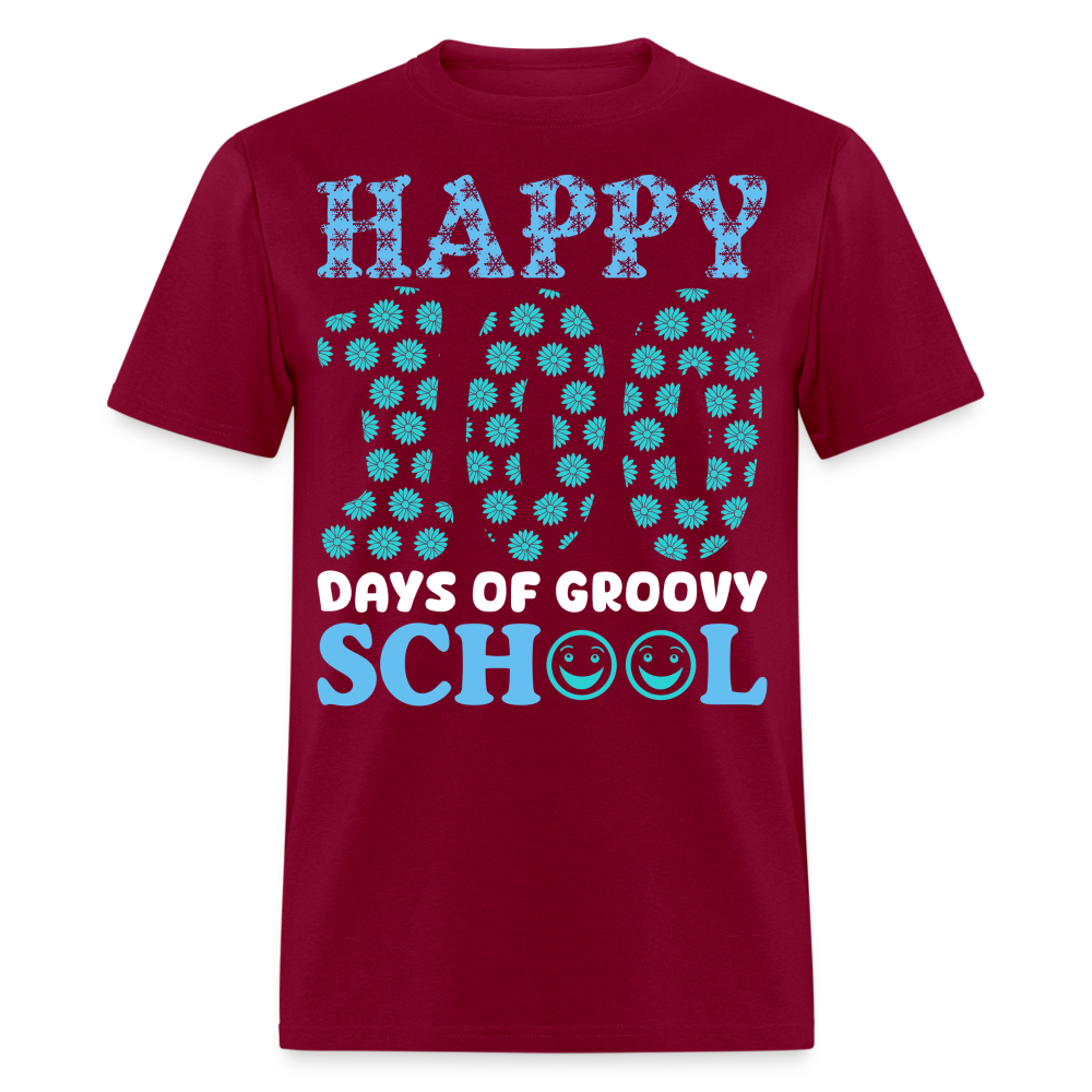 Groovy 100th-day School Celebration Tee Teacher Appreciation Gift T-shirt - burgundy