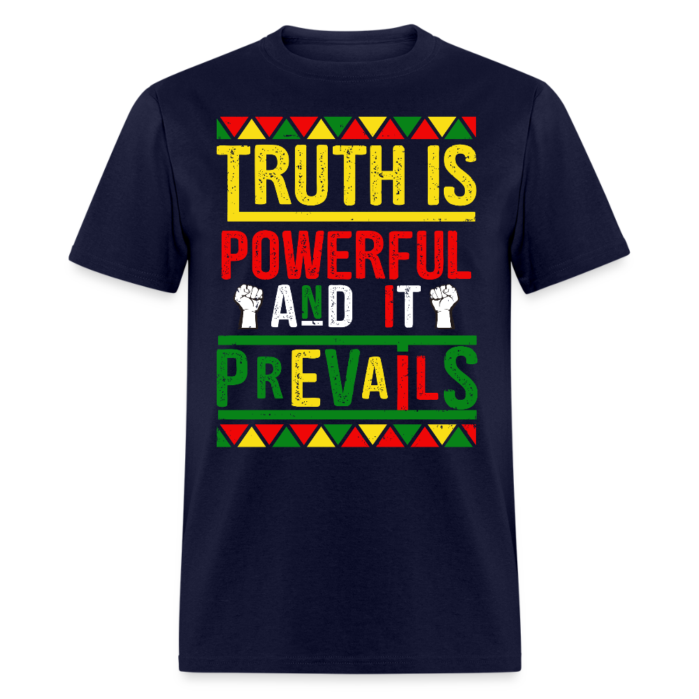 Motivational Truth Prevails Graphic Tee Powerful Truth Quotes T-shirt - navy