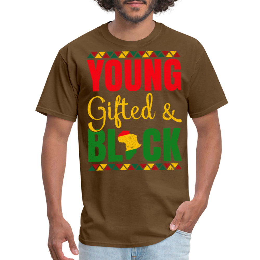 African Heritage Tee Young Gifted and Black T-Shirt - brown