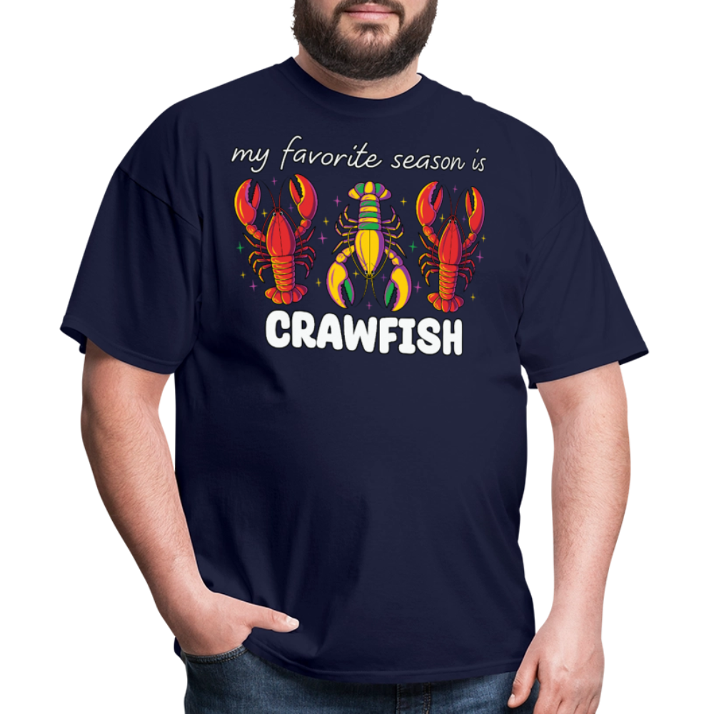 Funny Cajun Crawfish Boil Mardi Gras T-shirt - navy