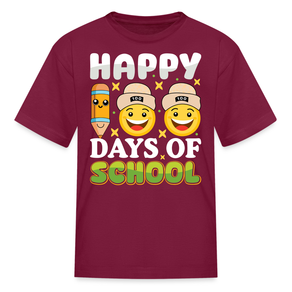 100 Days Of School Tee For Kids School Milestone Celebration T-shirt - burgundy