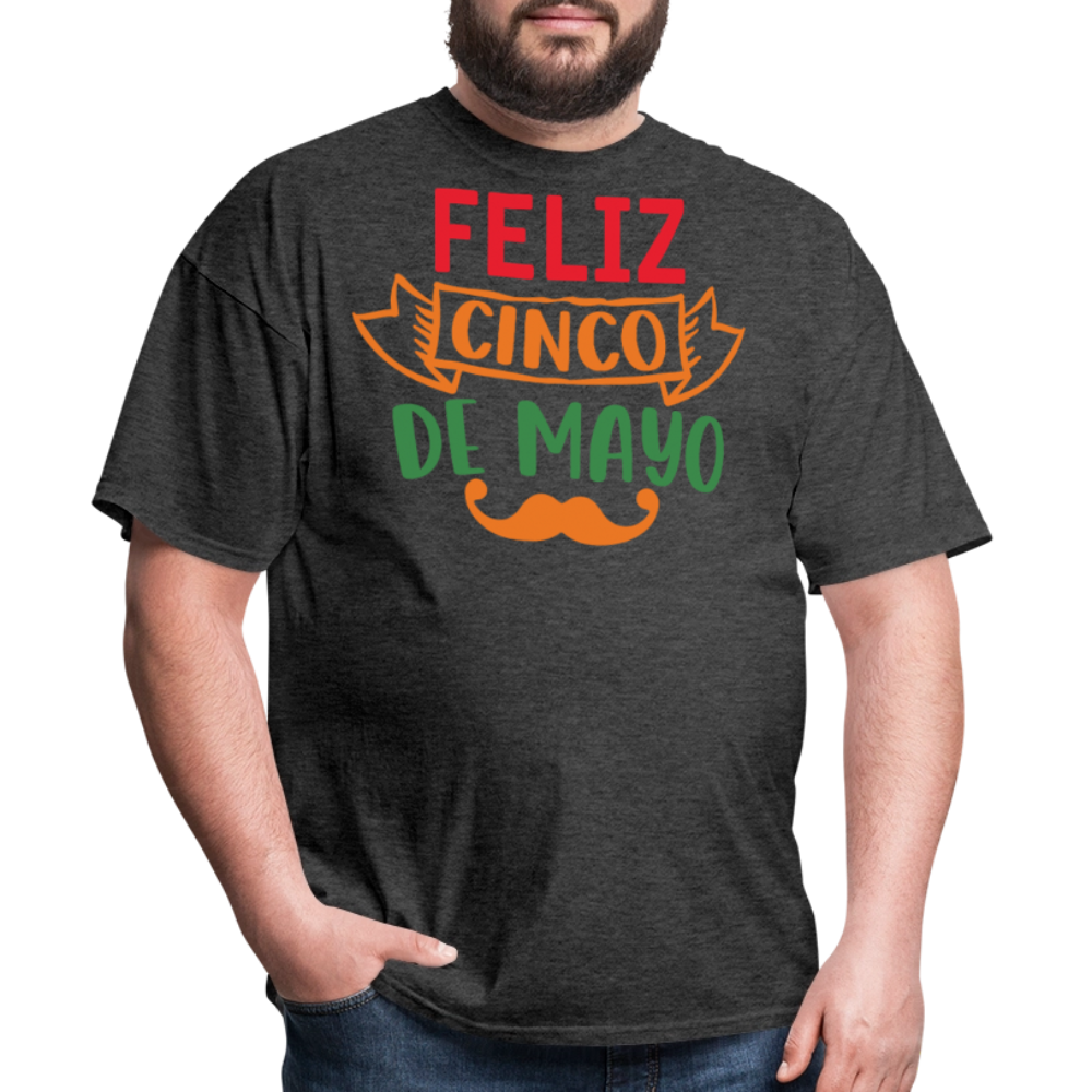 Mexican-themed Graphic Tees Feliz Cinco De Mayo T-shirt - heather black