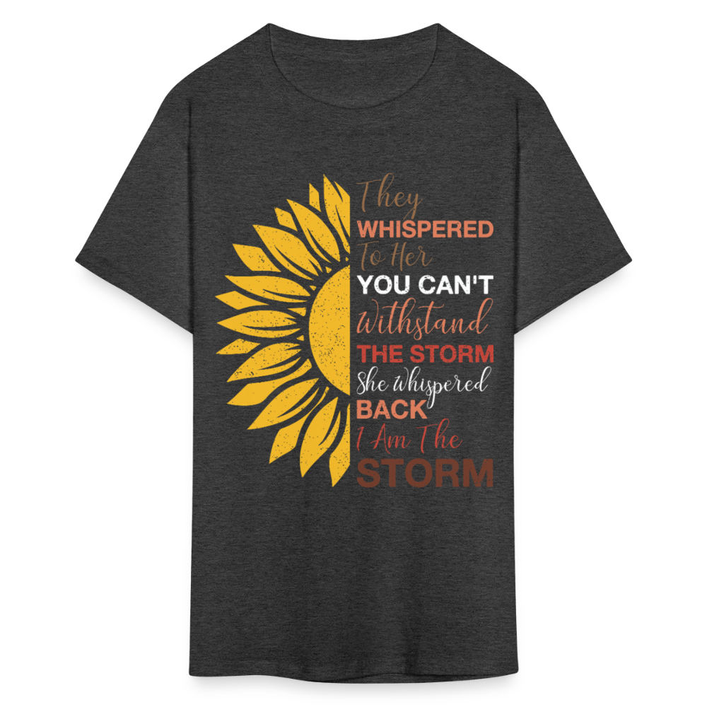 I Am the Storm with Sunflower Design Tee Women's Strength Unisex T-Shirt - heather black