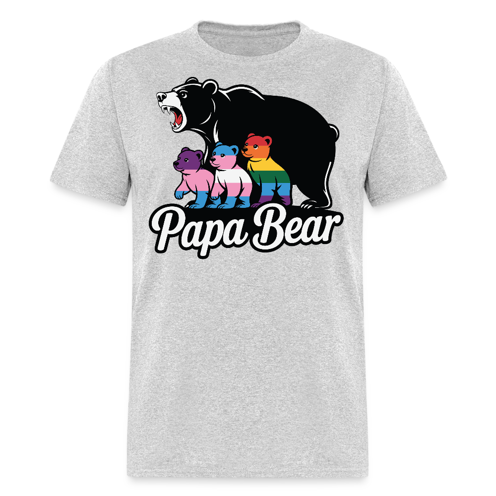 LGBTQ Papa Bear Pride T-shirt - heather gray