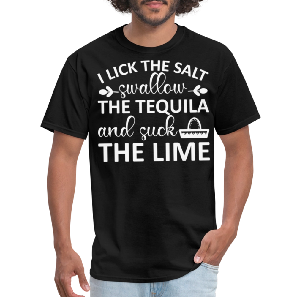 Swallow Tequila Suck Lime Funny Tee Salt Tequila Lime Drinking T-shirt - black