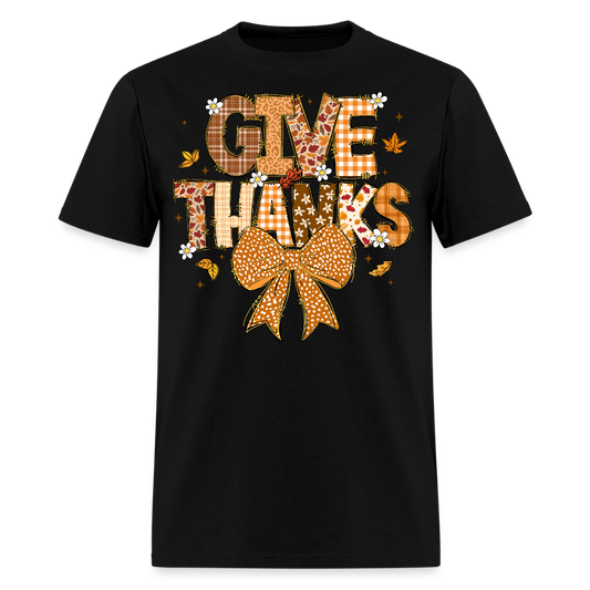 Give Thanks Funny Thanksgiving T-Shirt - black